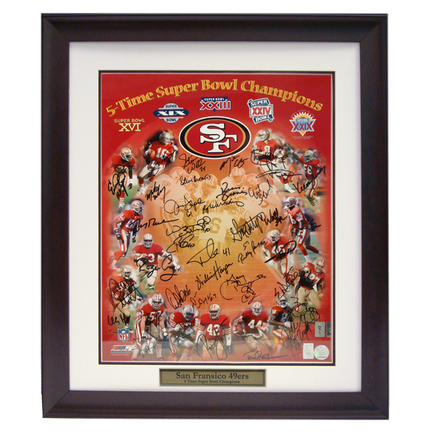 San Francisco 49ers "Five Time Super Bowl Champions" Autographed 16" x 20" Deluxe Framed Photograph 