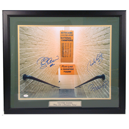 Daniel Ruettiger, Paul Hornung and Rocky Bleier Autographed "Play Like A Champion" 16" x 20" Photogr