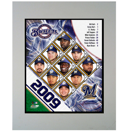 2009 Milwaukee Brewers Team 11" x 14" Matted Photograph (Unframed)