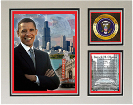 Barack Obama Matted 11" x 14" "In Chicago" Photograph with Statistics (Unframed)