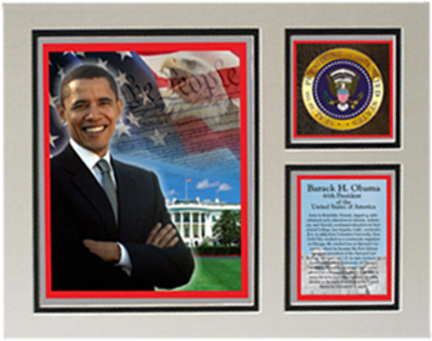 Barack Obama Matted 11" x 14" "In Washington D.C." Photograph with Statistics (Unframed)