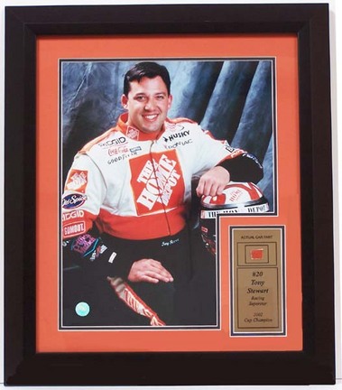Tony Stewart 11" x 14" Photograph with Piece of Used Race Car in a Deluxe Frame