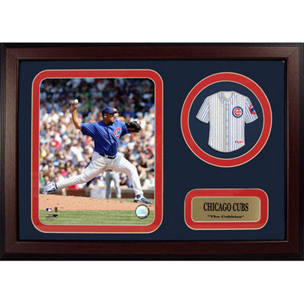 Carlos Zambrano Photograph with Team Jersey Patch in a 12" x 18" Deluxe Frame