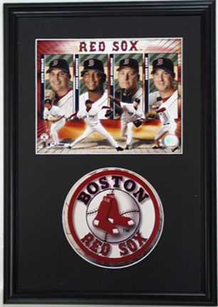 Boston Red Sox "Big 4" Photograph with Team Logo Patch in a 12" x 18" Deluxe Frame
