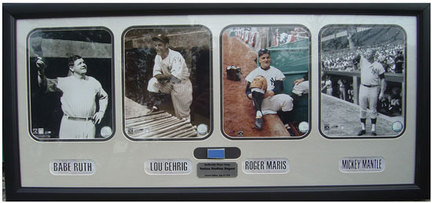 New York Yankees Photo Collage with Game Used Dugout Piece in a Deluxe Frame