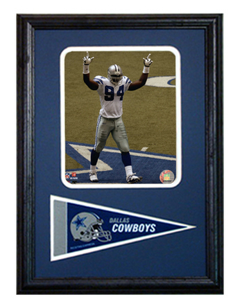 Dallas Cowboys D'Marcus Ware Photograph with Team Pennant in a 12" x 18" Deluxe Frame