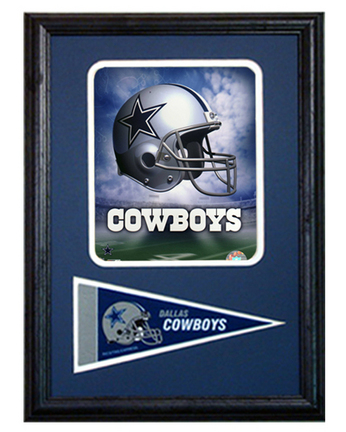 Dallas Cowboys Logo Photograph with Team Pennant in a 12" x 18" Deluxe Frame