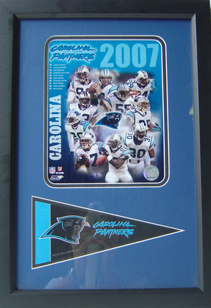 Carolina Panthers Photograph with Team Pennant in a 12" x 18" Deluxe Frame