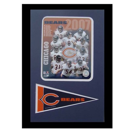 Chicago Bears Photograph with Team Pennant in a 12" x 18" Deluxe Frame