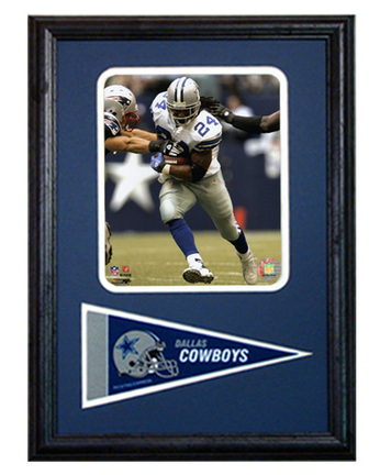 Dallas Cowboys Tiki Barber Photograph with Team Pennant in a 12" x 18" Deluxe Frame