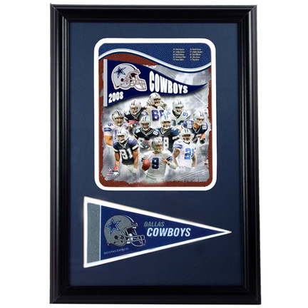 2008 Dallas Cowboys Photograph with Team Pennant in a 12" x 18" Deluxe Frame