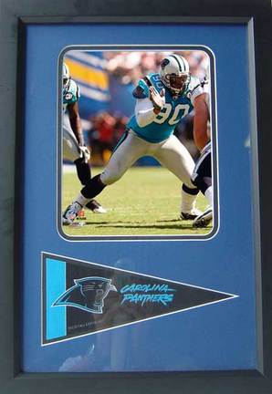 Julius Peppers "Blue Jersey" Photograph with Team Pennant in a 12" x 18" Deluxe Frame