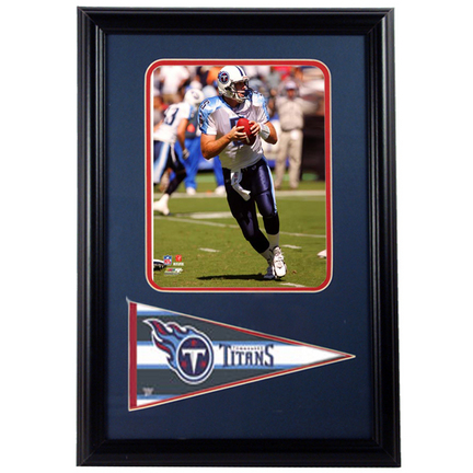 Kerry Collins Photograph with Team Pennant in a 12" x 18" Deluxe Frame
