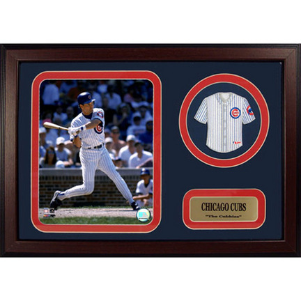 Ryne Sandberg Photograph with Team Jersey Patch in a 12" x 18" Deluxe Frame