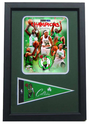 2008 Boston Celtics "World Champions" Photograph with Team Pennant in a 12" x 18" Deluxe Frame