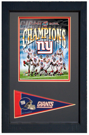 New York Giants "World Champions" Photograph with Team Pennant in a 11" x 14" Deluxe Frame