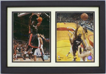 Shaquille O'Neal Miami Heat Deluxe Framed Dual 8" x 10" Photographs