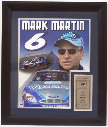Mark Martin 11" x 14" Photograph with Piece of Used Race Car in a Deluxe Frame