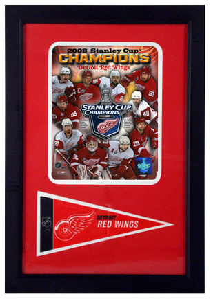 Detroit Red Wings "World Champions" Photograph with Team Pennant in a 12" x 18" Deluxe Frame
