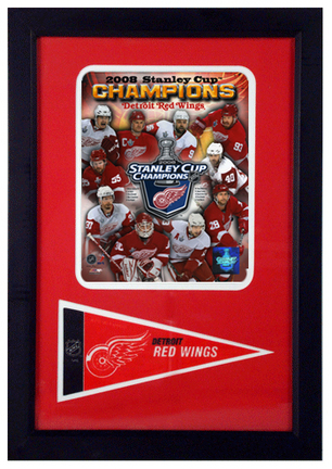 Detroit Red Wings "World Champions" Photograph with Team Pennant in a 12" x 18" Deluxe Frame
