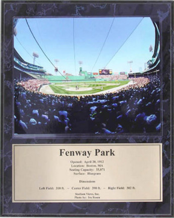 Fenway Park Photograph with Statistics Nested on a 12" x 15" Plaque 