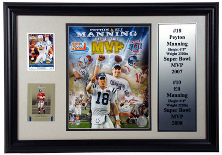 EIi and Peyton Manning Photograph with 2 Trading Cards in a 12" x 18" Deluxe Frame