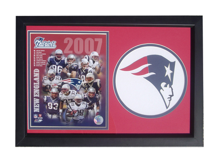 New England Patriots Photograph with Team Logo Patch in a 12" x 18" Deluxe Frame