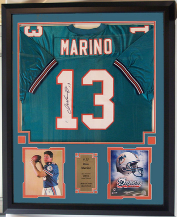 Dan Marino Photograph Collage and Autographed Miami Dolphins Home Jersey in Deluxe Shadow Box