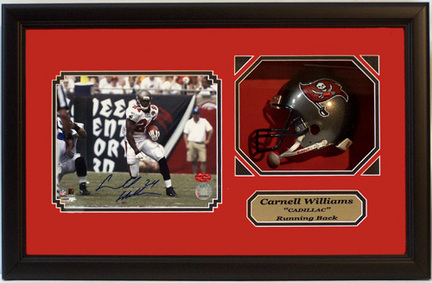 Carnell "Cadillac" Williams Mini Helmet and Autographed 8" x 10" Photograph in Deluxe Framed Shadow 