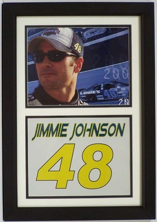 Jimmie Johnson Photograph with Car Number in a 16" x 20" Deluxe Frame