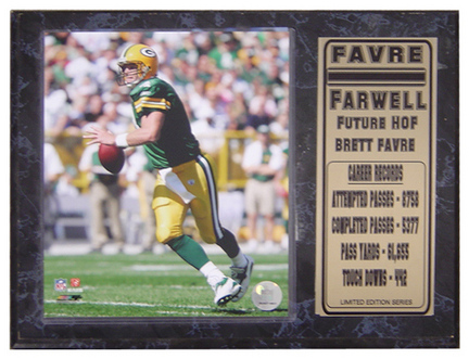 Brett Favre Farewell Photograph Nested on a 9" x 12" Plaque 