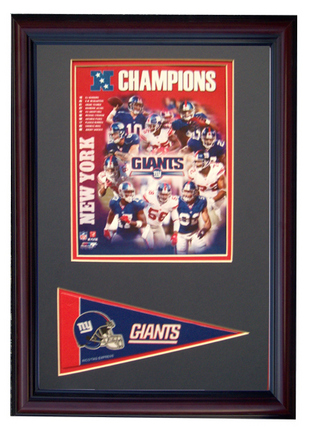 New York Giants "NFC Champions" Photograph with Team Pennant in a 12" x 18" Deluxe Frame