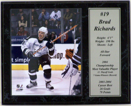 Brad Richards Tampa Bay Lightning Photograph with Statistics Nested on a 12" x 15" Plaque
