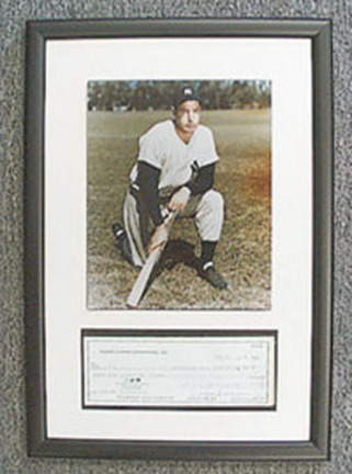 Joe DiMaggio 8" x 10" Photograph with Autographed Cancelled Check in a Deluxe Frame