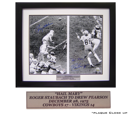 Roger Staubach and Drew Pearson Autographed "Hail Mary" 16" x 20" Framed Photograph