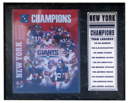 New York Giants NFC Champions Photograph Nested on a 9" x 12" Plaque 