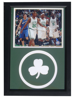 Boston Celtics Photograph with Custom Logo Cutout in a 12" x 18" Deluxe Frame