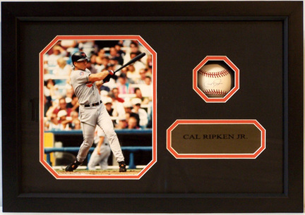 Cal Ripken Jr. 8" x 10" Photograph and Autographed Baseball in Deluxe Framed Shadow Box