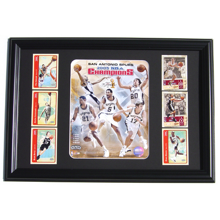 San Antonio Spurs 2005 World Champions Photograph with 6 Trading Cards in a 12" x 18" Deluxe Frame