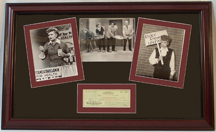 Lucille Ball Photo Collage with Autographed Signed Check in a Deluxe 24" x 38" Frame