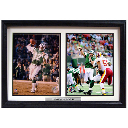 Brett Favre and Joe Namath "Then and Now" Deluxe Framed Dual 8" x 10" Photographs