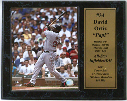 David Ortiz Boston Red Sox Photograph with Statistics Nested on a 12" x 15" Plaque 