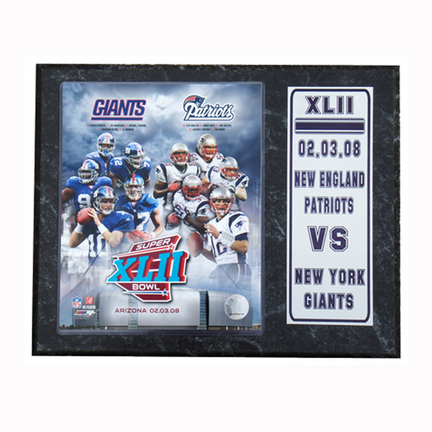 New England Patriots vs. New York Giants Photograph Nested on a 9" x 12" Plaque