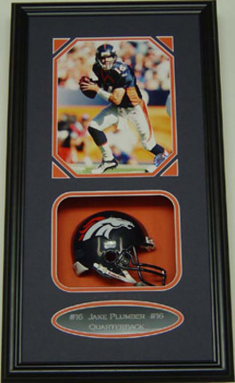 Jake Plummer Mini Helmet and Autographed 8" x 10" Photograph in Deluxe Framed Shadow Box