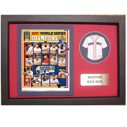 2007 Boston Red Sox World Series Photograph with Team Jersey Patch in a 12" x 18" Deluxe Frame