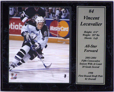 Vincent Lecavalier Tampa Bay Lightning Photograph with Statistics Nested on a 12" x 15" Plaque