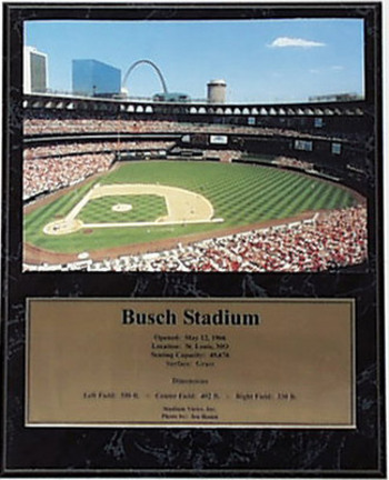 Busch Stadium Photograph with Statistics Nested on a 12" x 15" Plaque 