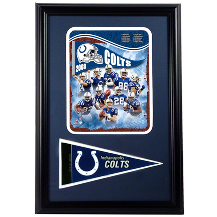 Indianapolis Colts 2008 Photograph with Team Pennant in a 12" x 18" Deluxe Frame