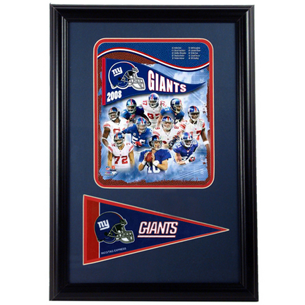 New York Giants 2008 Photograph with Team Pennant in a 12" x 18" Deluxe Frame