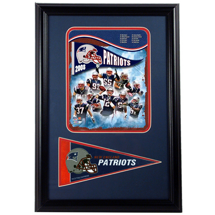 New England Patriots 2008 Photograph with Team Pennant in a 12" x 18" Deluxe Frame